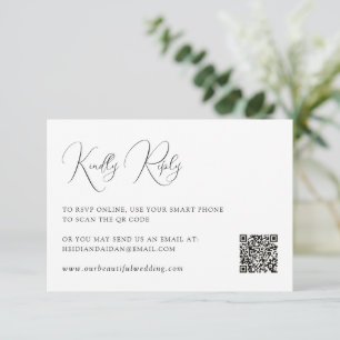 Elegante Schwarz-Weiß-QR-Code-Hochzeit im Old-Mone RSVP Karte