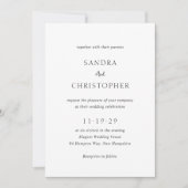 Elegante Schwarz-Weiß-QR-Code-Moderne Hochzeit Einladung (Vorderseite)