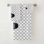 Elegante Schwarz-Weiß-Quatrefolien-Muster Badhandtuch Set (Insitu)