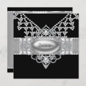 Elegante Schwarz-Weiß-Quinceanera Einladungen (Vorne/Hinten)