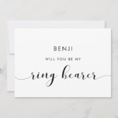 Elegante Schwarz-Weiß-Ring-Trägerkarte Einladung (Vorderseite)