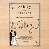 Elegante Schwarz-Weiß-Romantik Acryleinladungen (Vorderseite)