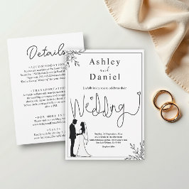 Elegante Schwarz-Weiß-Romantik Einladung