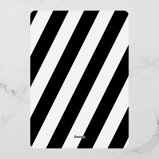 Elegante Schwarz-Weiß-Rose-Hochzeit Folieneinladung (Rückseite)