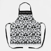 Elegante Schwarz-Weiß-Rose-Schürze Schürze (Vorderseite)