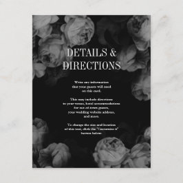 Elegante Schwarz-Weiß-Rosen-Einsteckkarten für Hoc Begleitkarte