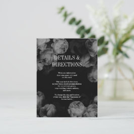 Elegante Schwarz-Weiß-Rosen-Einsteckkarten für Hoc Begleitkarte