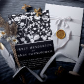 Elegante Schwarz-Weiß-Rosen-Hochzeit Einladung