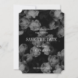 Elegante Schwarz/Weiß Rosen Speichern Sie die Datu Save The Date