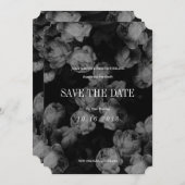 Elegante Schwarz/Weiß Rosen Speichern Sie die Datu Save The Date (Vorne/Hinten)