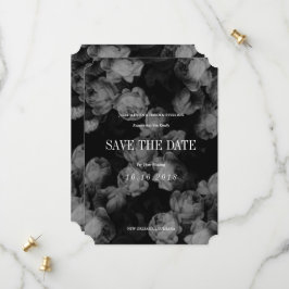 Elegante Schwarz/Weiß Rosen Speichern Sie die Datu Save The Date