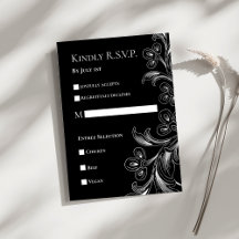 Elegante Schwarz-Weiß-RSVP-Karte