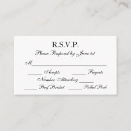 Elegante Schwarz-Weiß-RSVP-Karten für Hochzeiten Begleitkarte