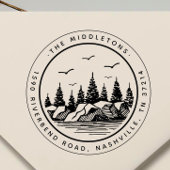 Elegante Schwarz-Weiß-Rücksendeadresse Gummistempel