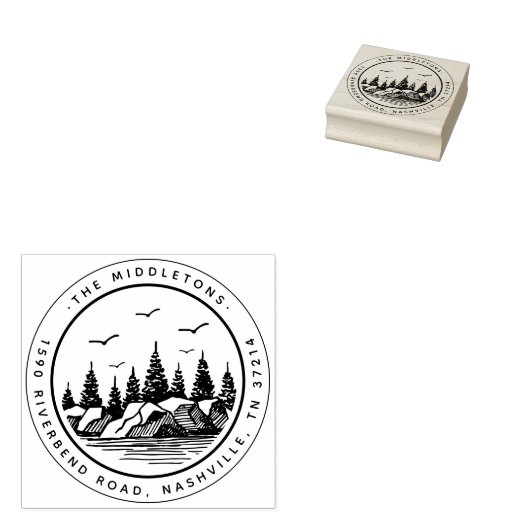 Elegante Schwarz-Weiß-Rücksendeadresse Gummistempel (Stempel)