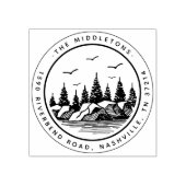 Elegante Schwarz-Weiß-Rücksendeadresse Gummistempel (Prägung)