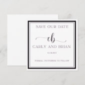 Elegante Schwarz-Weiß-Save-the-Date-Karte Einladung (Vorne/Hinten)