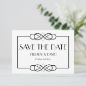 Elegante Schwarz-Weiß-Save the Date-Karte Save The Date (Stehend Vorderseite)