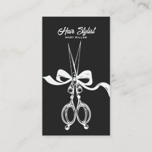 Elegante Schwarz-Weiß-Schere Bogen Friseur Visitenkarte
