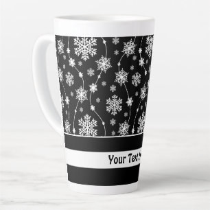 Elegante Schwarz-Weiß-Schneeflocken-Muster Milchtasse