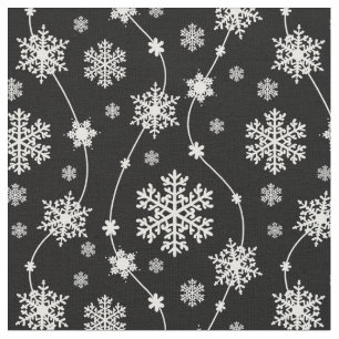 Elegante Schwarz-Weiß-Schneeflocken Stoff