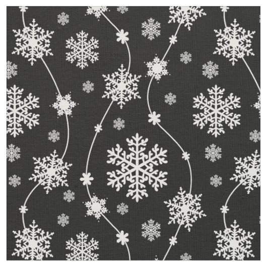 Elegante Schwarz-Weiß-Schneeflocken Stoff (Nahaufnahme)