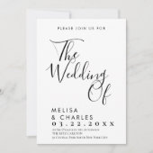 Elegante Schwarz-Weiß-Schrift-Kalligraphie Einladung (Vorderseite)