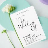 Elegante Schwarz-Weiß-Schrift-Kalligraphie Einladung