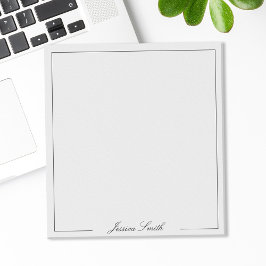 Elegante Schwarz-Weiß-Schrift-Monogramm-Grenze Notizblock