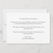 Elegante Schwarz-Weiß-Script-Hochzeit Dankeskarte (Rückseite)