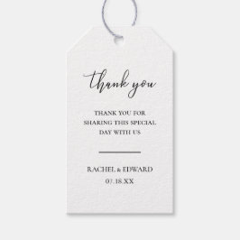 Elegante Schwarz-Weiß-Script-Hochzeit Geschenkanhänger