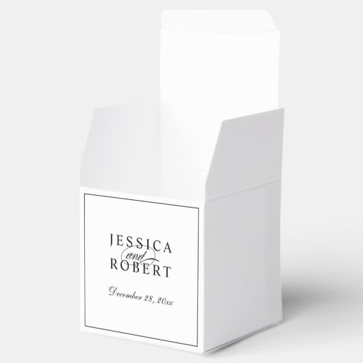 Elegante Schwarz-Weiß-Script-Hochzeit Geschenkschachtel (Geöffnet)