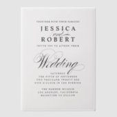 Elegante Schwarz-Weiß-Script-Hochzeit Pergament Einladungen (Vorderseite)