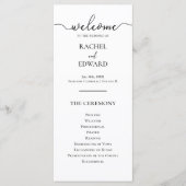 Elegante Schwarz-Weiß-Script-Hochzeit Programm (Vorderseite)