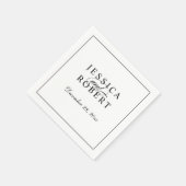 Elegante Schwarz-Weiß-Script-Hochzeit Serviette (Ecke)