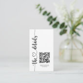 Elegante Schwarz-Weiß-Script-Hochzeitsdetails Begleitkarte (Stehend Vorderseite)