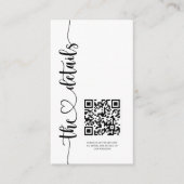 Elegante Schwarz-Weiß-Script-Hochzeitsdetails Begleitkarte (Vorderseite)