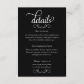 Elegante Schwarz-Weiß-Script-Hochzeitsdetails Begleitkarte (Vorderseite)