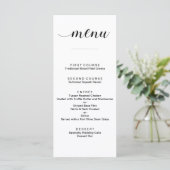 Elegante Schwarz-Weiß-Script-Hochzeitsmenükarten Menükarte (Stehend Vorderseite)