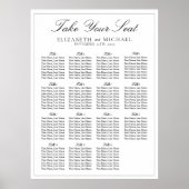 Elegante Schwarz-Weiß-Script-Hochzeitssitze Poster (Vorne)