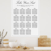 Elegante Schwarz-Weiß-Script-Hochzeitssitze Poster (Küche)