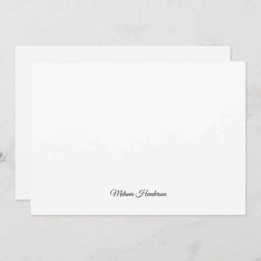 Elegante Schwarz-Weiß-Script-Note-Karte Mitteilungskarte (Vorne/Hinten)