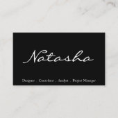 Elegante Schwarz-Weiß-Script-Schriftart-Visitenkar Visitenkarte (Vorderseite)