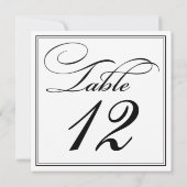 Elegante Schwarz-Weiß-Script-Tischnummer-Karten Einladung (Rückseite)