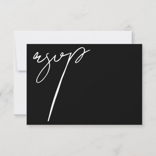 Elegante Schwarz-Weiß-Script-Typografie-Hochzeit RSVP Karte (Rückseite)