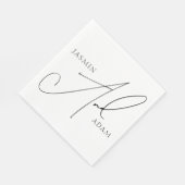 Elegante Schwarz-Weiß-Script-Typografie-Hochzeit Serviette (Ecke)