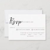 Elegante Schwarz-Weiß-Script-Wahl Hochzeit RSVP Karte (Vorderseite)