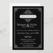 Elegante Schwarz-Weiß-Scroll-Hochzeit Einladung (Vorne/Hinten)