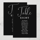 Elegante Schwarz-Weiß-Sitzkronen-Tischnummer Einladung (Vorne/Hinten)