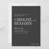 Elegante Schwarz-Weiß-Skripte Moderne Hochzeit Einladung (Vorderseite)